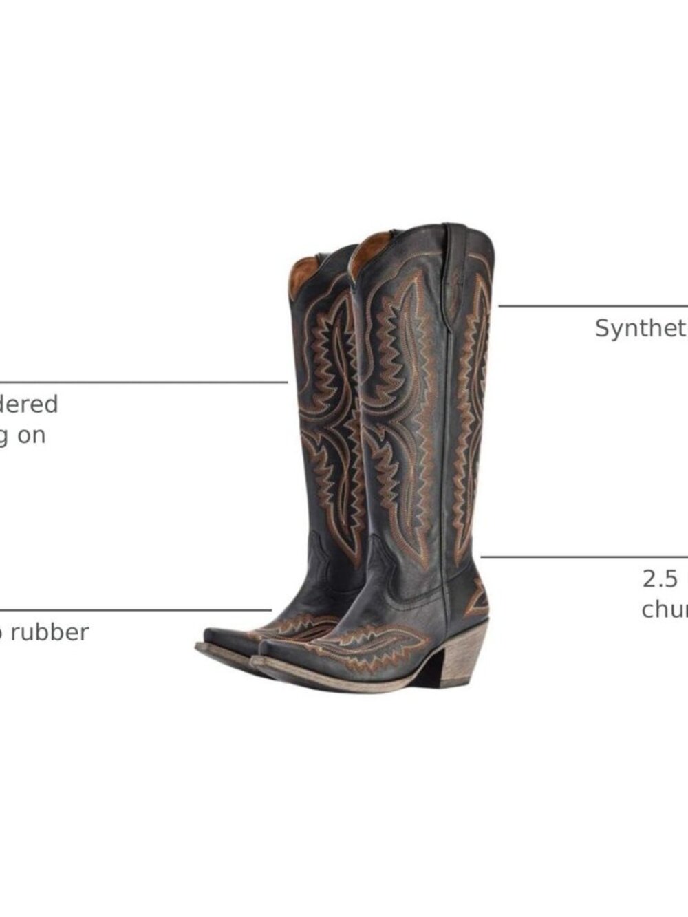 Women's Knee High Cowgirl Boots Western Cowboy Embroidery Chunky Heel Side